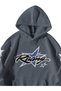 Anthracite Unisex Oversized Hoodie - Racing Printed Kangaroo Pocket Hooded Streetwear Sweatshirt - 4