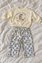 Baby Girl Set with Rabbit Print and Strawberry Pattern Pants, 2-Piece Seasonal Set for 6 9 12 18 24 Months - 2