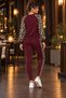 Women's Long Sleeve Crew Neck Leopard Print Viscose Two-Thread Blouse and Pants Two-Piece Set - Sporty Chic and Casual Comfort - 4