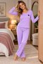 Women's Lilac Ribbed Knitted Pajama Set - 2