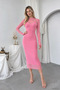 Pink Turtleneck Long Tulle Midi Dress