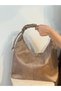 Pera Suede Shoulder Bag with Adjustable Drawstring Strap Detail - 2
