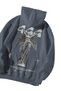 Anthracite Unisex Oversized Hoodie - Manifest 444 Protection Printed Kangaroo Pocket Sweatshirt - 4