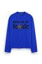 Born to Be Iconic Printed Long Sleeve Oversize Fit T-Shirt Blue