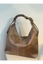 Pera Suede Shoulder Bag with Adjustable Drawstring Strap Detail - 3