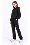 Women's Black Hooded Sweatshirt with 3 Thread Side Pockets, Soft Puff Fabric - 3
