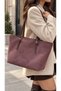 Suede Shoulder Bag - Large Tote Bag with Belt Detail