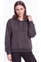 Women's Smoked Hooded Sweatshirt with 3 Yarn Side Pockets, Soft Puff Fabric - 5