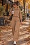 Polo Collar Knitwear Sweater Trouser Set