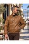 Men's Milano Heritage Boxy Fit Leather Jacket with Fur Lining, Zipper and Snap Fasteners - 2