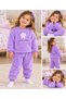 Girls' Plush Pajama Set Floral Printed Soft Winter 2 Piece Top and Bottom Set - 2