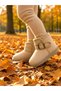Kids Baby Girl Cream Cinnamon Ultra Mini Suede Boots with Fur Inside Winter Sole Boots - 3