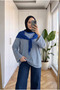 Women's Striped Oversize Tunic with Removable Scarf 65 cm - 4
