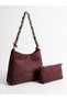 Women's Suede Puppy Shoulder Bag Set 26X16 cm - 2