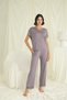 Short Sleeve V-Neck Lace Pajama Set - 5