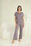 Short Sleeve V-Neck Lace Pajama Set - 2