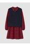 Girl's Plaid Pattern Sweater Dress Set - 2