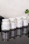 4-Piece Glass Cotton Set with Acrylic White Vacuum Lid and White Label Bathroom Set 300 ml Cotton Storage Container Bathroom Organizer - 4