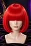 Red Blunt Cut Wig 25 cm Short Straight with Bangs Halloween Halloween Party Costume Wig - 3