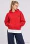 Hooded Printed Oversize Knitted Sweatshirt Lrn0080 Red - 4