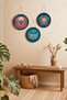Ocean Themed 3-Piece Round Painting Set with String, Mdf Wood Wall Decor, Layered Look - 3