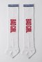 2 Pairs of Slogan-Printed Striped Towel-Soled Women's Over-The-Knee Socks - 8