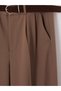 Nevavm with Difference Xside Beige Belted Women's Pleated Fabric Trousers - 3