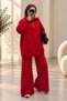 Women's 3 Thread Threaded Half Zipper Basic Set 3910 Red - 3