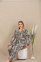 Arias Closet Large Size Striped Buttoned Long Sleeve Viscose Pajama Set