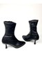 Black Leather 7 cm Heel Stretch Boots Suitable for Daily Use - 4