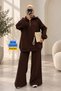 Women's 3 Thread Threaded Half Zipper Basic Set 3910 Brown
