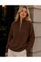 Women's Half Zipper High Neck Knitwear Sweater Oversize Drop Shoulder