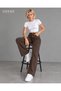 Women's Lycra Brown Palazzo Wide Leg Super High Waist Jean Trousers - 4