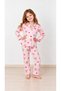 Girls Teddy Bear and Heart Patterned Long Sleeve Buttoned Pajama Set |   Sleeping Band with Gift - 2