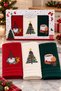 Boxed New Year's 3-Piece Kitchen Towel Set |   100% Cotton, Gift Embroidered Hand Towel Set |   Drying Cloth 30X50 cm