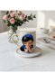 3D Embossed Cute Girl Motif Porcelain Cup & Saucer