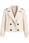 Zr Women's Double-Breasted Collar Double-Button Sleeve Belt Detailed Comfortable Fit Short Cream Cashmere Coat - 4