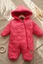 Miss Grap Premium Fuchsia Plush Lined Hooded Baby Cosmonaut Jumpsuit - Winter Waterproof Baby Snowsuit - 2