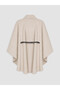 Özmarka New Season Ecru Belted Women's Cashmere Poncho Coat - 6