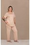 Short Sleeve Lace Detailed Plus Size Pajama Set - 2