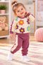 Baby Girl Floral Printed Purple Stripe Detailed Sweatshirt and Sweatpants 2-Piece Set
