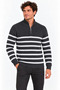 Men's stand collar half zippered striped thessaloniki knitwear sweater - smoked - 4