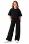 Girls' Summer Black Suit Set Oyşoh Fabric Bottom and Top Set 2 Pieces