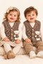 0-12 Months Baby Kids Vest with Teddy Bear, 3 Buttons, Hair Braid Pattern, Unisex Brown, 1 Piece - 6