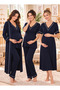4 Piece Maternity Cotton Robe Nightgown and Pajama Set Effortt - 2