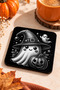 Halloween (Ghost with Witch Hat and Pumpkin Pattern) Themed Acrylic Laser-Engraved Coaster (Felt Base) - 5