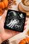 Halloween (Ghost with Witch Hat and Pumpkin Pattern) Themed Acrylic Laser-Engraved Coaster (Felt Base) - 2