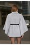 Haki̇m Collar Belt Detailing Checked Poncho Light Gray - 2