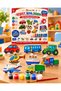Wooden Painting Set Vehicles 10 Pieces Mdf Figures Acrylic Paint Brush and Tape Ages 3+ - 4
