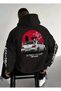 Hooded Tokyoda Night Back Printed 100% Cotton 3 Yarn Large Size Pocketless Men's Sweatshirt